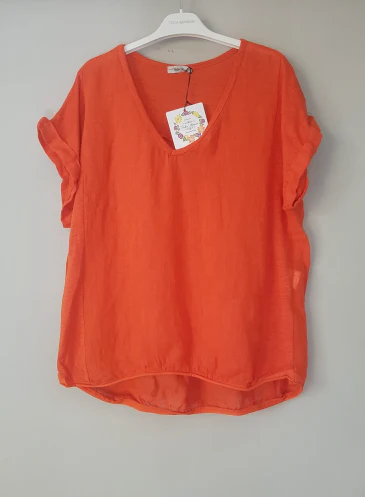 Plain Italian Linen Tee - Siena - Image 7
